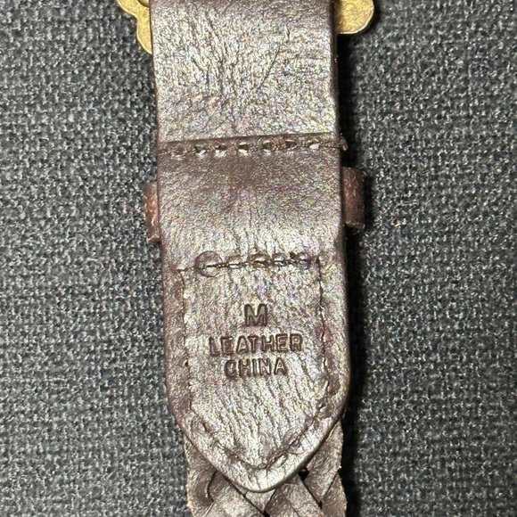 Women’s BELT Leather Braided M Brown Adjustable jeweled Buckle 5484 Y - Picture 7 of 11